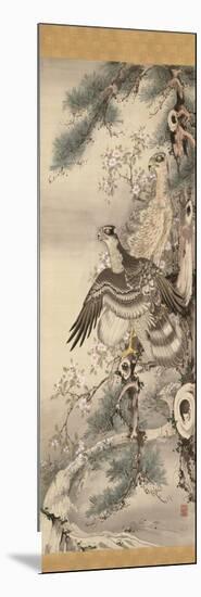Pair of Hawks with Branch and Blossoms-Soga Shohaku-Mounted Giclee Print