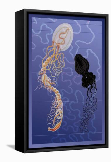 Pair of Jellyfish-Ernst Haeckel-Framed Stretched Canvas