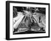 Pair of Laden Narrow Boats with Their Cargoes of Coal Passing Through a Lock-null-Framed Photographic Print