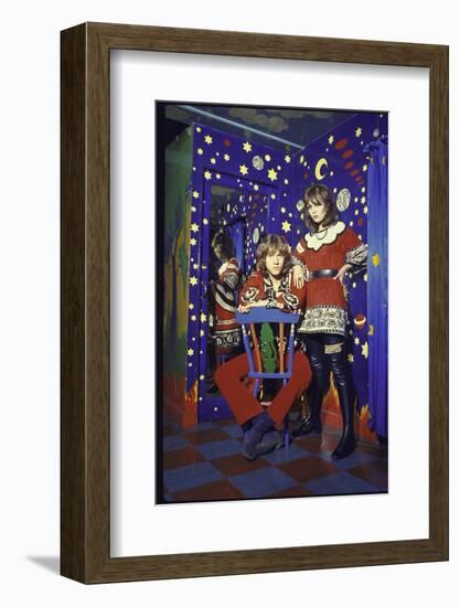 Pair of Long Haired Londoners in a Psychedelic Corner of the Beatles' Apple Boutique-Bill Ray-Framed Photographic Print