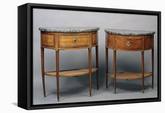 Pair of Louis XVI Style Crescent Shaped Console Tables, France-null-Framed Stretched Canvas