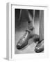 Pair of Men's Shoes, Illustrating One of the Shortages of Goods Because of the War-Nina Leen-Framed Photographic Print