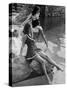 Pair of Models Showing Off New Bathing Suits on the Banks of the River-Nina Leen-Stretched Canvas