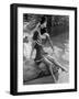 Pair of Models Showing Off New Bathing Suits on the Banks of the River-Nina Leen-Framed Photographic Print