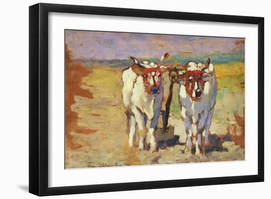 Pair of Oxen, 1910-1920-Guglielmo Micheli-Framed Giclee Print