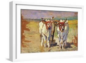 Pair of Oxen, 1910-1920-Guglielmo Micheli-Framed Giclee Print