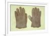 Pair of Pale Brown Cotton Victorian Childs Gloves Lying on Antique Paper-Den Reader-Framed Photographic Print