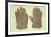 Pair of Pale Brown Cotton Victorian Childs Gloves Lying on Antique Paper-Den Reader-Framed Photographic Print