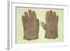 Pair of Pale Brown Cotton Victorian Childs Gloves Lying on Antique Paper-Den Reader-Framed Photographic Print