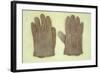 Pair of Pale Brown Cotton Victorian Childs Gloves Lying on Antique Paper-Den Reader-Framed Photographic Print