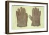 Pair of Pale Brown Cotton Victorian Childs Gloves Lying on Antique Paper-Den Reader-Framed Photographic Print