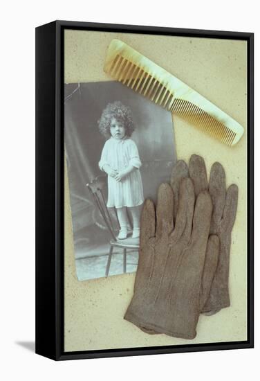 Pair of Pale Brown Cotton Victorian Childs Gloves Lying-Den Reader-Framed Stretched Canvas