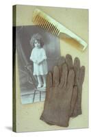 Pair of Pale Brown Cotton Victorian Childs Gloves Lying-Den Reader-Stretched Canvas