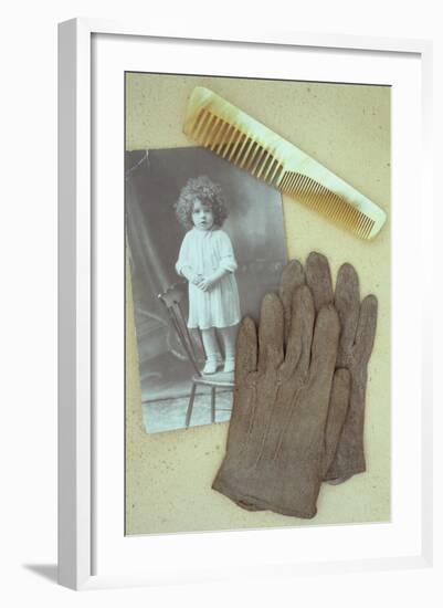 Pair of Pale Brown Cotton Victorian Childs Gloves Lying-Den Reader-Framed Photographic Print