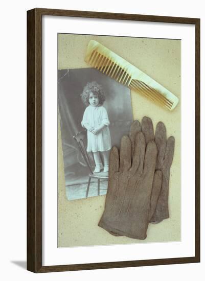 Pair of Pale Brown Cotton Victorian Childs Gloves Lying-Den Reader-Framed Photographic Print