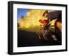 Pair of Road Cyclists Speed Downhill-Chuck Haney-Framed Photographic Print