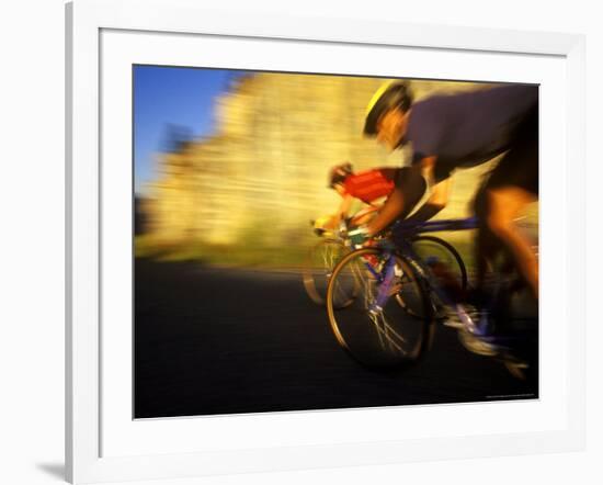 Pair of Road Cyclists Speed Downhill-Chuck Haney-Framed Photographic Print