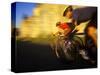 Pair of Road Cyclists Speed Downhill-Chuck Haney-Stretched Canvas