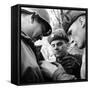 Pair of Russian Soldiers Exchanging Insignia with an American Army Captain-John Florea-Framed Stretched Canvas