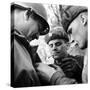 Pair of Russian Soldiers Exchanging Insignia with an American Army Captain-John Florea-Stretched Canvas