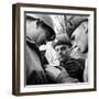 Pair of Russian Soldiers Exchanging Insignia with an American Army Captain-John Florea-Framed Photographic Print