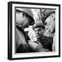 Pair of Russian Soldiers Exchanging Insignia with an American Army Captain-John Florea-Framed Photographic Print