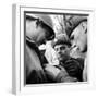 Pair of Russian Soldiers Exchanging Insignia with an American Army Captain-John Florea-Framed Photographic Print