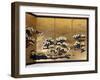 Pair of screens with 6 panels with gold background, Edo period, Japanese, 1600-1867-Unknown-Framed Giclee Print