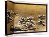 Pair of screens with 6 panels with gold background, Edo period, Japanese, 1600-1867-Unknown-Stretched Canvas