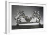 Pair of Stoats in Iridescent and Sandblasted Glass-Guido Balsamo Stella-Framed Giclee Print