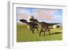 Pair of Utahraptors in a Grassy Field-null-Framed Art Print