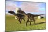 Pair of Utahraptors in a Grassy Field-null-Mounted Art Print