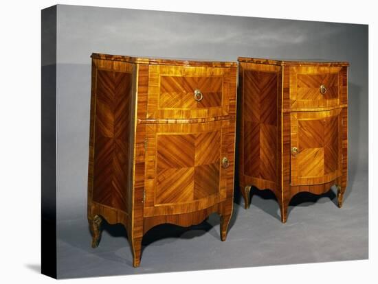 Pair of Venetian Bedside Tables, Spruce with Rosewood Veneer Finish and Maple Threads, Ca 1770-null-Stretched Canvas