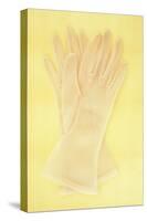 Pair of White Nylon Ladies See-Through Gloves Lying on Antique Paper-Den Reader-Stretched Canvas