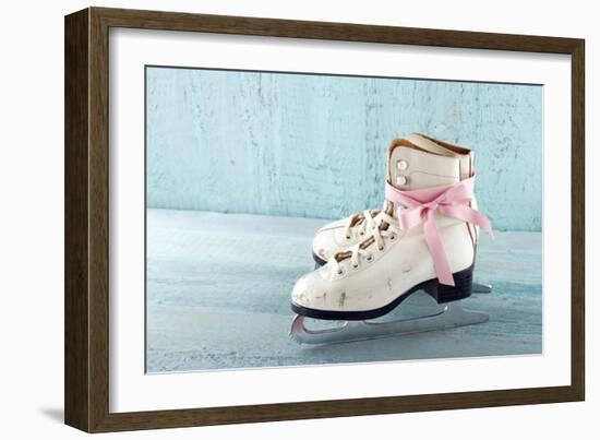 Pair Of White Women'S Ice Skates-Anna-Mari West-Framed Art Print