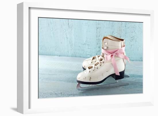 Pair Of White Women'S Ice Skates-Anna-Mari West-Framed Art Print