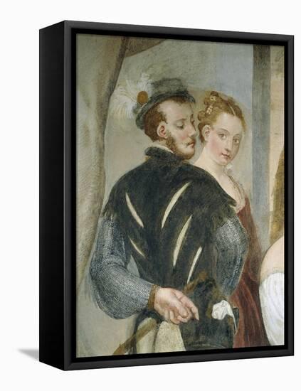 Pair of Young People, Detail from Game of Cards-Giovanni Antonio Fasolo-Framed Stretched Canvas