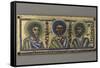 Paire de plaques : les prophètes Isaïe, Jérémie et Ezéchiel, Salomon, David, Jessé-null-Framed Stretched Canvas