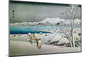 Paisaje Nevado, Grabado Japones-Ando Hiroshige-Mounted Giclee Print