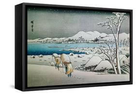 Paisaje Nevado, Grabado Japones-Ando Hiroshige-Framed Stretched Canvas