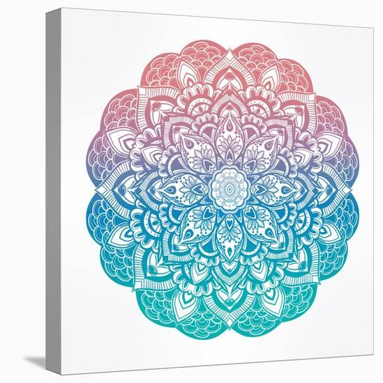 Paisley Floral Mandala Illustration.-Katja Gerasimova-Stretched Canvas