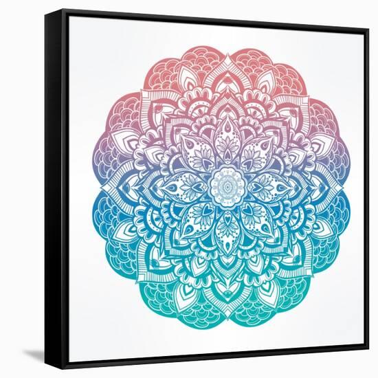 Paisley Floral Mandala Illustration.-Katja Gerasimova-Framed Stretched Canvas