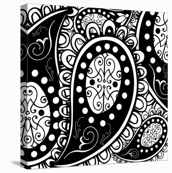 Paisley Party B/W-Mindy Sommers-Stretched Canvas