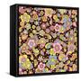 Paisley Pattern On Black-Ron Magnes-Framed Stretched Canvas