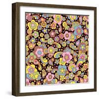 Paisley Pattern On Black-Ron Magnes-Framed Giclee Print