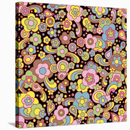 Paisley Pattern On Black-Ron Magnes-Stretched Canvas