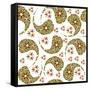 Paisley Pattern on White-Luizavictorya72-Framed Stretched Canvas