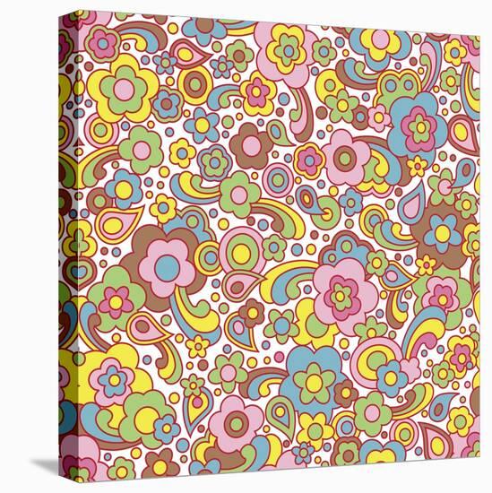 Paisley Pattern On White-Ron Magnes-Stretched Canvas