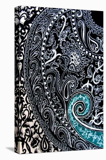 Paisley study Ink on watercolour paper-Linda Arthurs-Stretched Canvas
