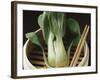 Pak Choi in Steaming Basket with Chopsticks-Eising Studio - Food Photo and Video-Framed Photographic Print